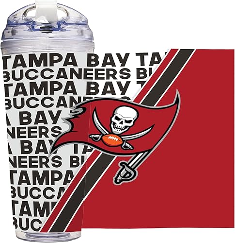 Miniatura 78 de Rico Industries NFL Football - Vaso de acrílico de 24 onzas con tapa con bisagras, vaso de doble pared con licencia oficial para fanáticos de la NFL