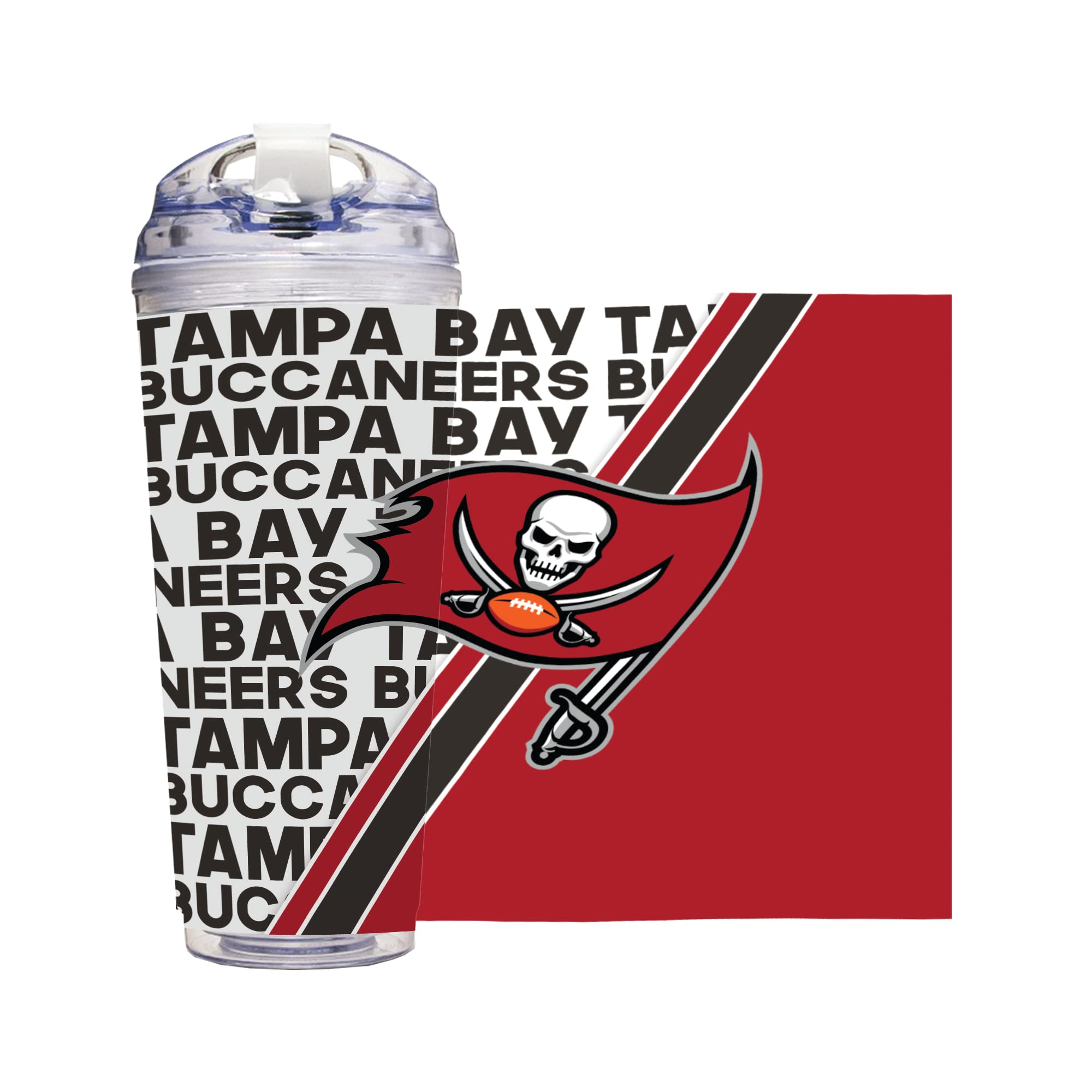 Rico Industries NFL Football 24oz Acrylic Tumbler with Hinged Lid, Officially Licensed Double Wall Tumbler for NFL Fans