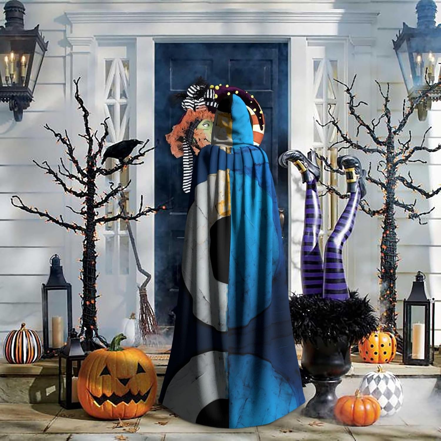 Top view of the spiral Patterned Hooded Cape - Ideal Costume for Carnival/Festival Party Cosplay