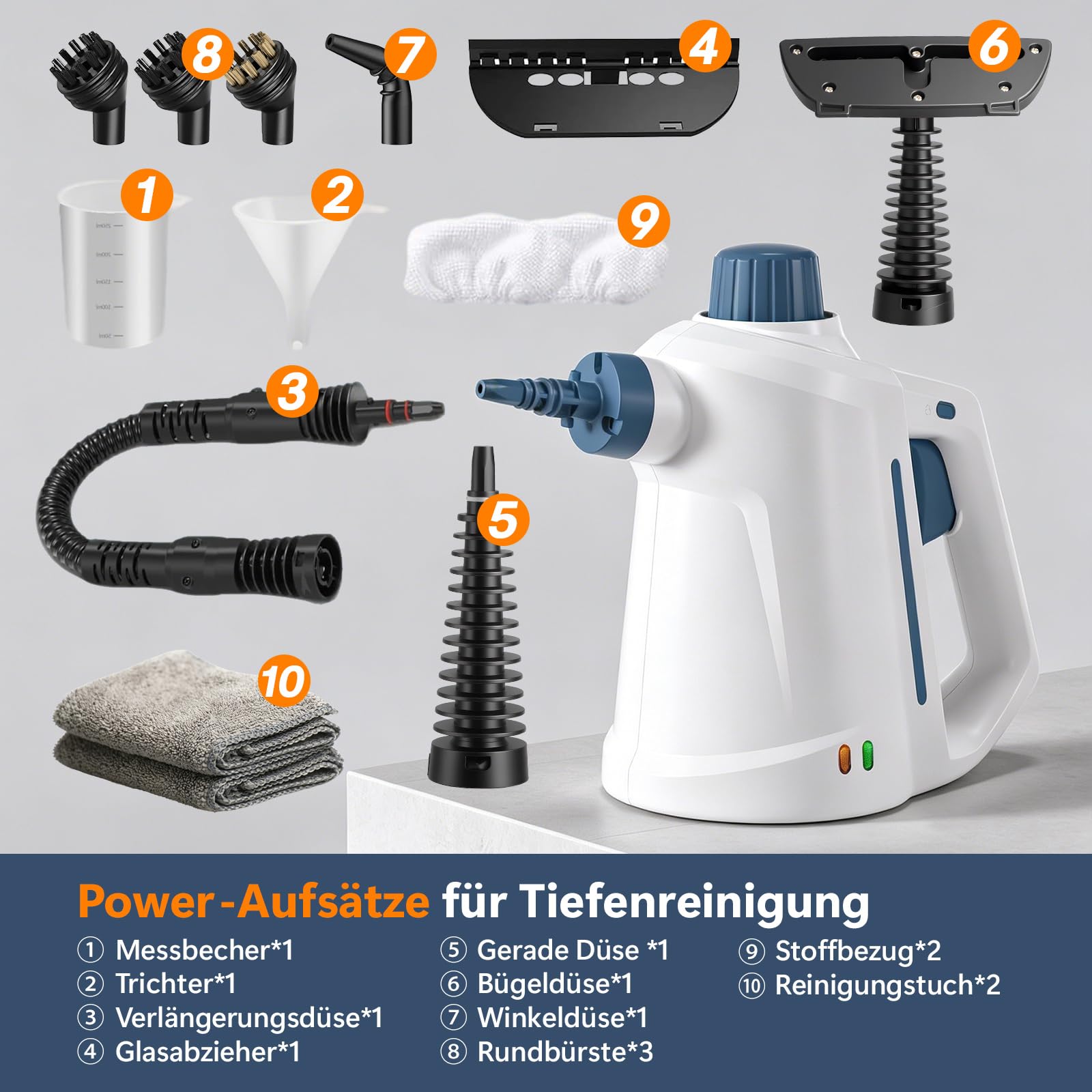 Dampfreiniger Handgerät,Steam Cleaner für alles,3 Bar /110 °C
