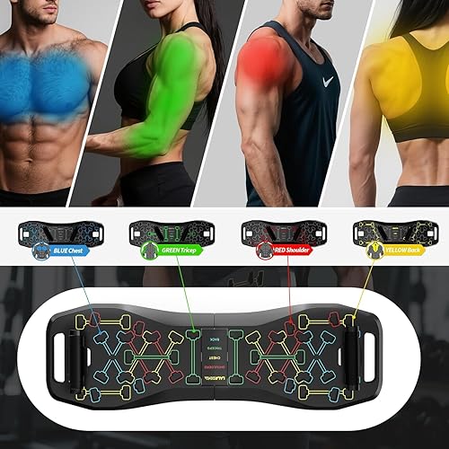 Miniatura 3 de LALAHIGH Push Up Board,36 in 1 Home Gym Equipment with Ab Roller Wheel & Resistance Bands, Portable Foldable Workout Board for Full Body Strength