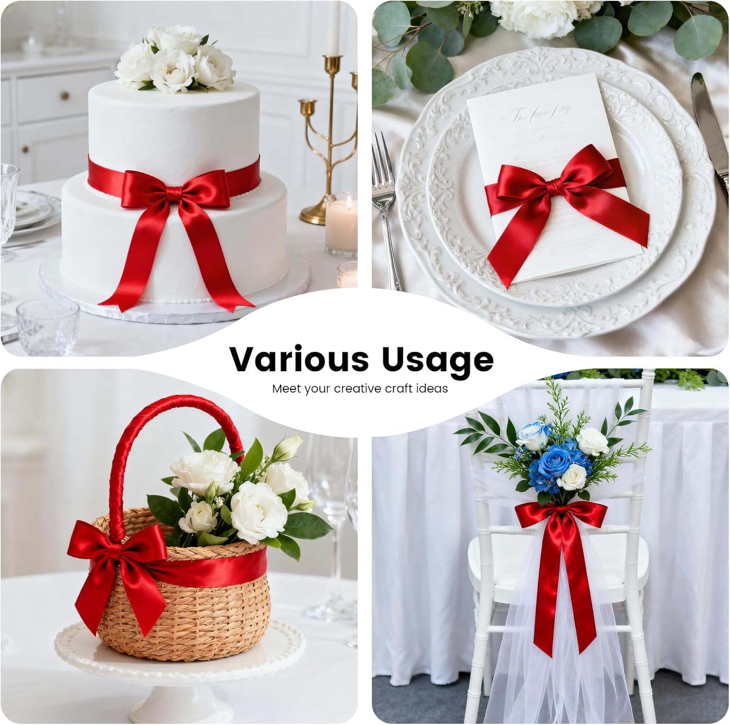 100 Yards 1-1/2 Inch Red Satin Ribbon, Single Face Fabric Ribbon for Gift Wrapping, Wedding, Birthday Party, Christmas Decoration, Craft, Hair, Floral, Sewing - Image 7