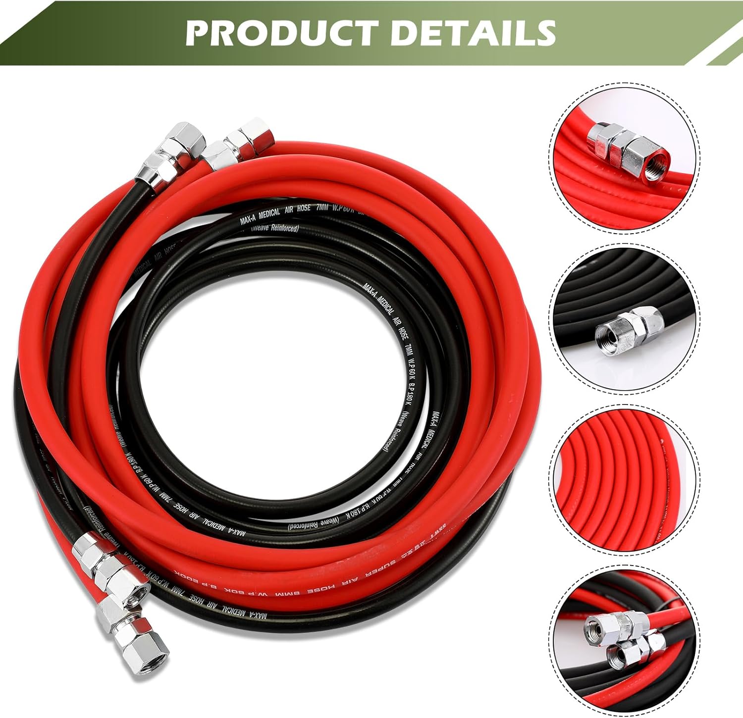 Frienda 2 Pcs 12 ft Air and Fluid Hose Assemblies Kit with Fittings Heavy Duty 5/16 ID 3/8 Nps Air and 1/4 ID 1/4 Nps Fluid Hose for Spray Guns Paint Canisters Auto Paint Pressure Pot