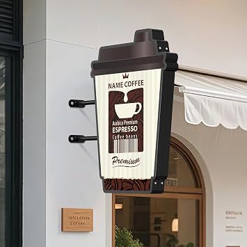 Coffee Shop Sign, Custom Double-sided Lightbox, LED Business Sign, Single-sided Lightbox for Coffee Shops, Waterproof, 24x19 inches