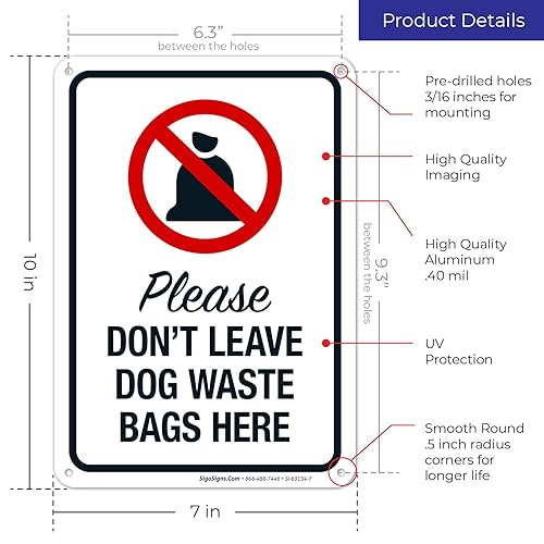 Miniatura 3 de Please Don't Leave Dog Waste Bags Here de 10 x 7 pulgadas, libre de óxido, aluminio 040, resistente a la decoloración, fabricado en Estados Unidos