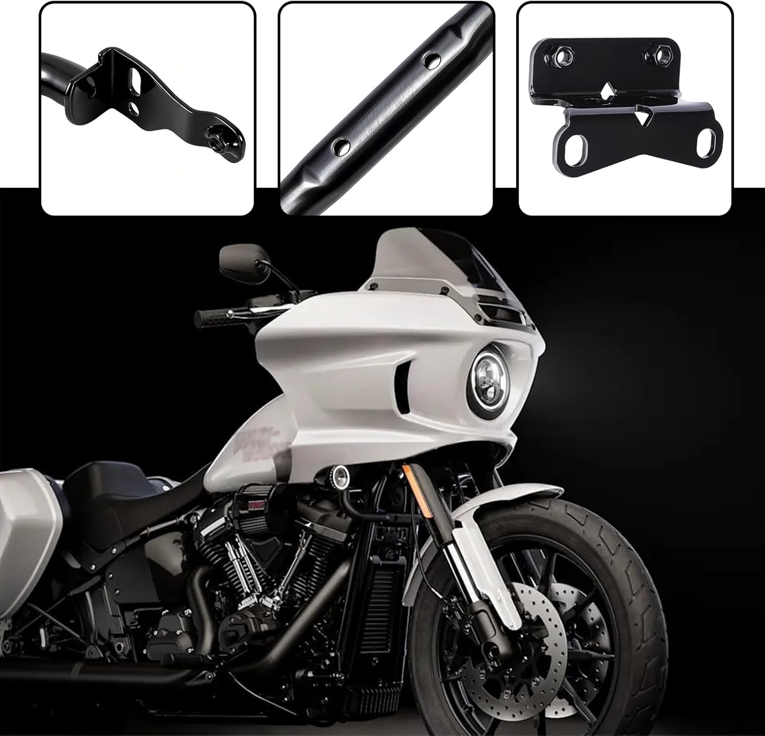 Black Front Fairing Lower Support Turn Signal Bracket for Harley Softail Low Rider ST FXLRST/El Diablo FXRST 2022 2023 2024 2025 Models