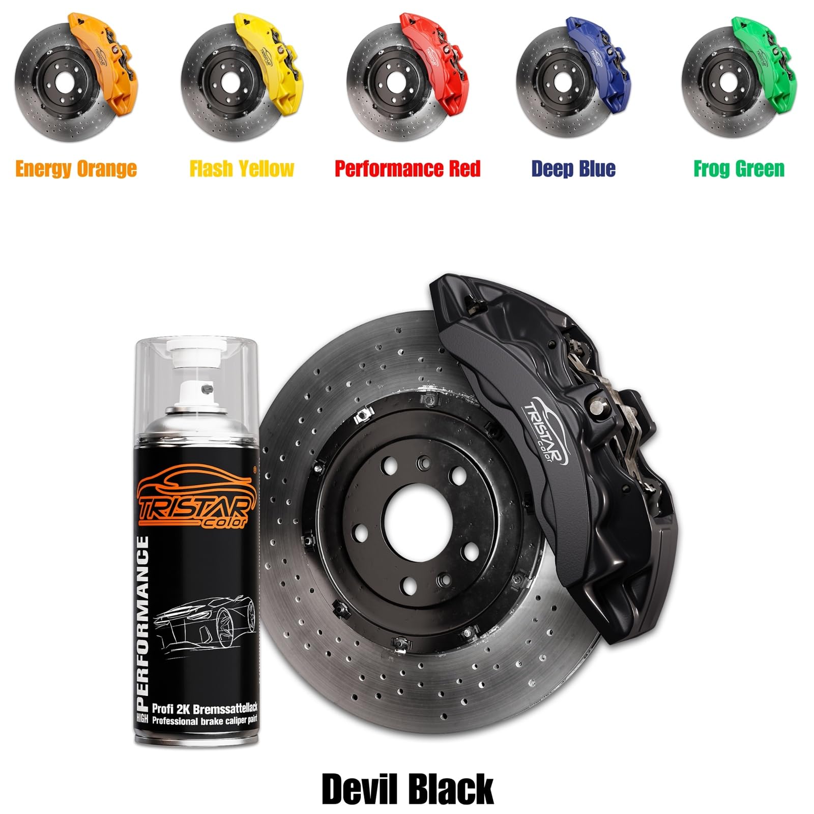TRISTARcolor Vernice per pinze freno 2K Devil Black bomboletta spray bomboletta a spruzzo vernice spray vernice a spruzzo 400ml ad asciugatura rapida
