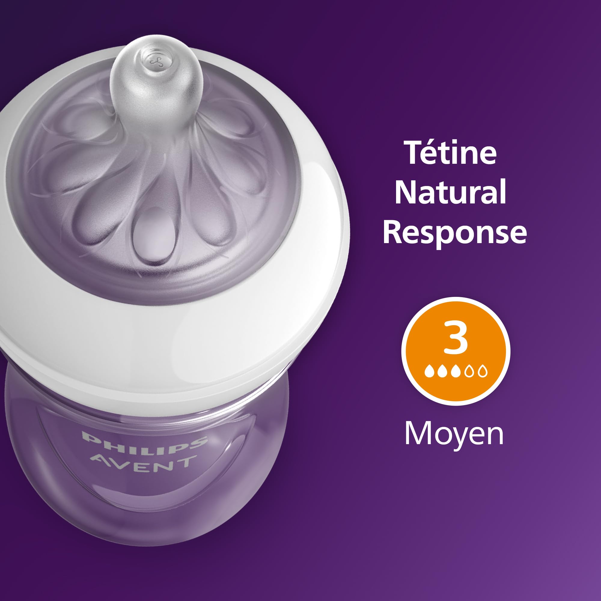 Philips Avent Natural Response - coffret cadeau : 4 biberons Natural Response 260 ml avec tétines T3 (1 mois et plus) (modèle SCY903/61)