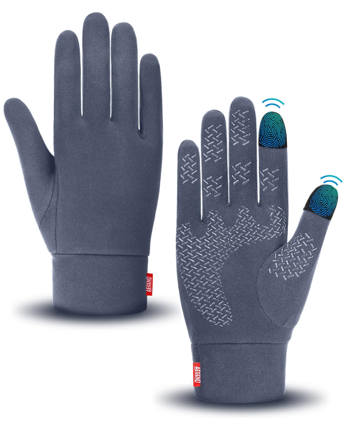 Aegend Lightweight Winter Gloves for Men Women, Warm Running Gloves Touchscreen Thermal Glove Liners for Cold Weather Driving, Cycling &amp; Hiking, Non-Slip, Elastic Cuff, Stretchy, Durable