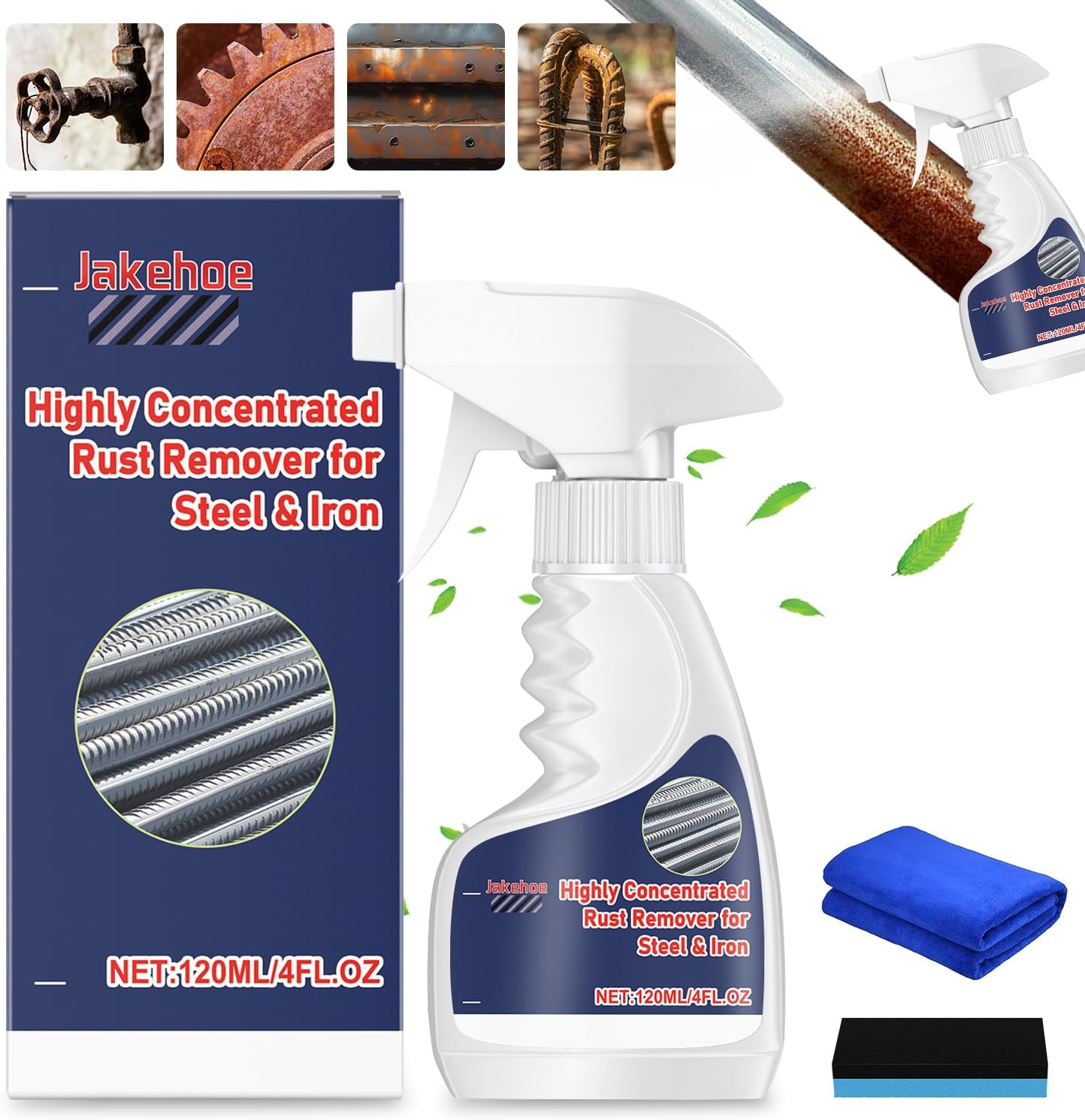 Heavy Duty Metal Rust Remover,Powerful Rust Removal for Metal,Rust Stain Remover Heavy Duty,Anti-Rust Converter Spray,Stainless Steel Rust Remover,Multipurpose Rust Remover Spray for Metal (120ml)