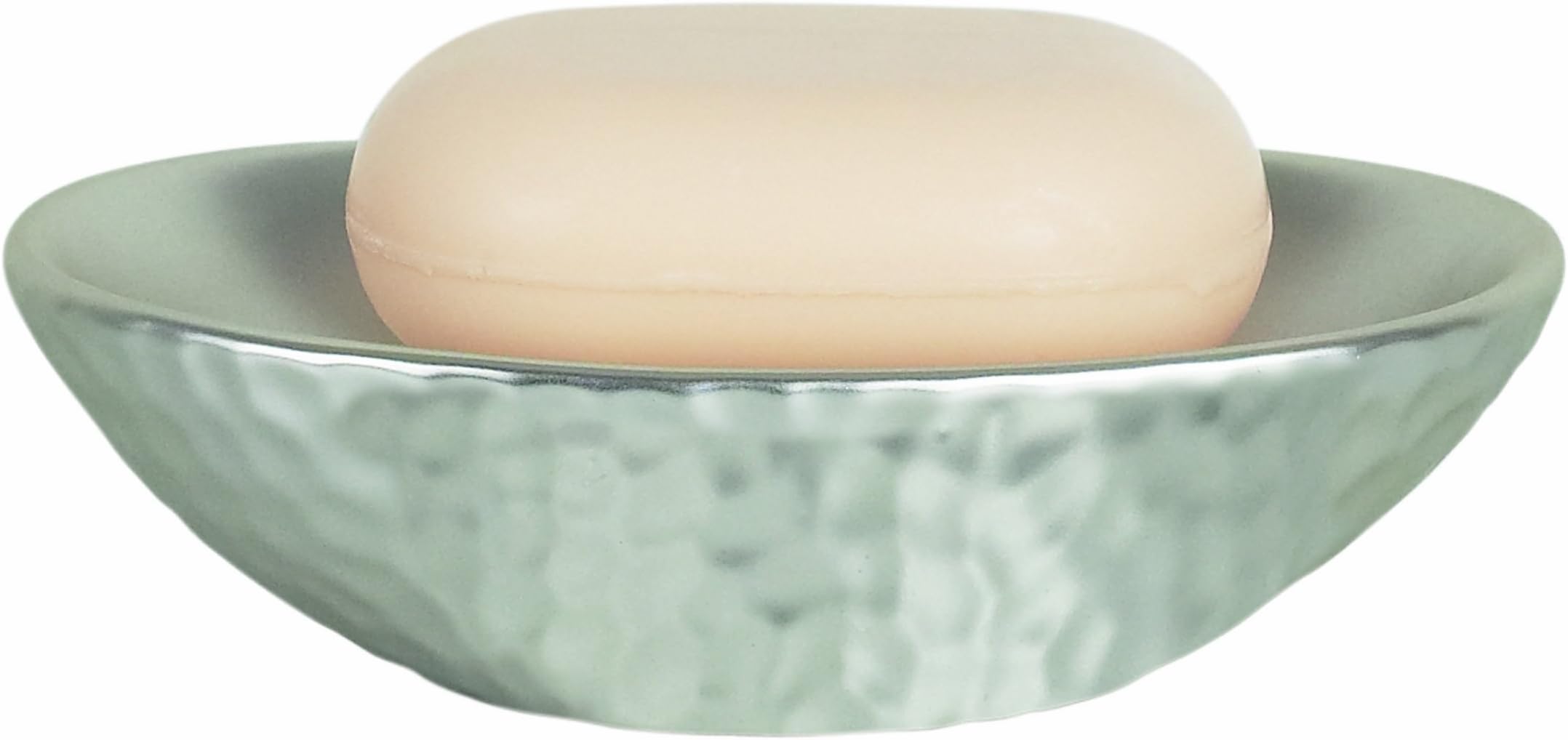 Spirella Darwin Hammered Stoneware Soap Dish, Silver
