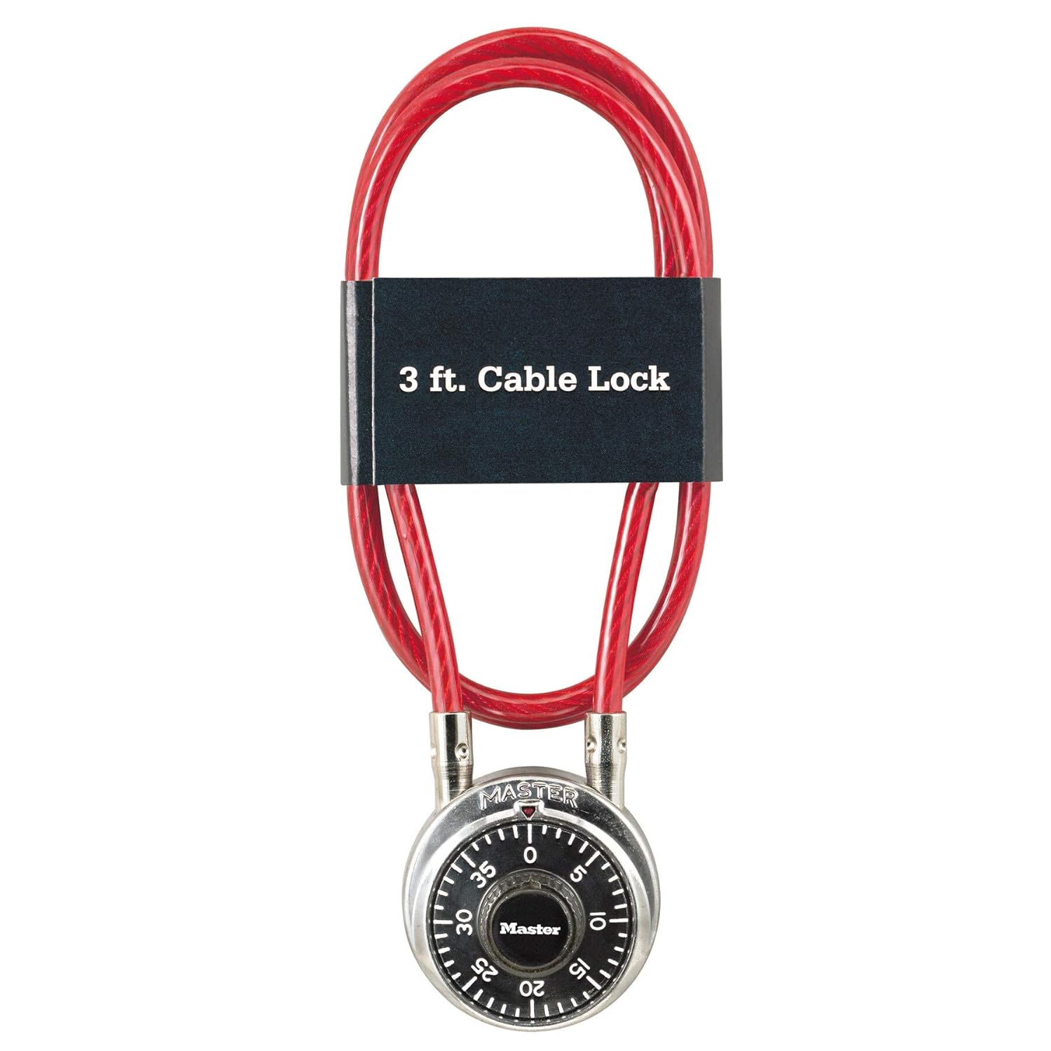 Master Lock - Padlock, Standard Dial Combination Lock with 3 ft. Cable, 1-7/8 in. Wide, 1519D