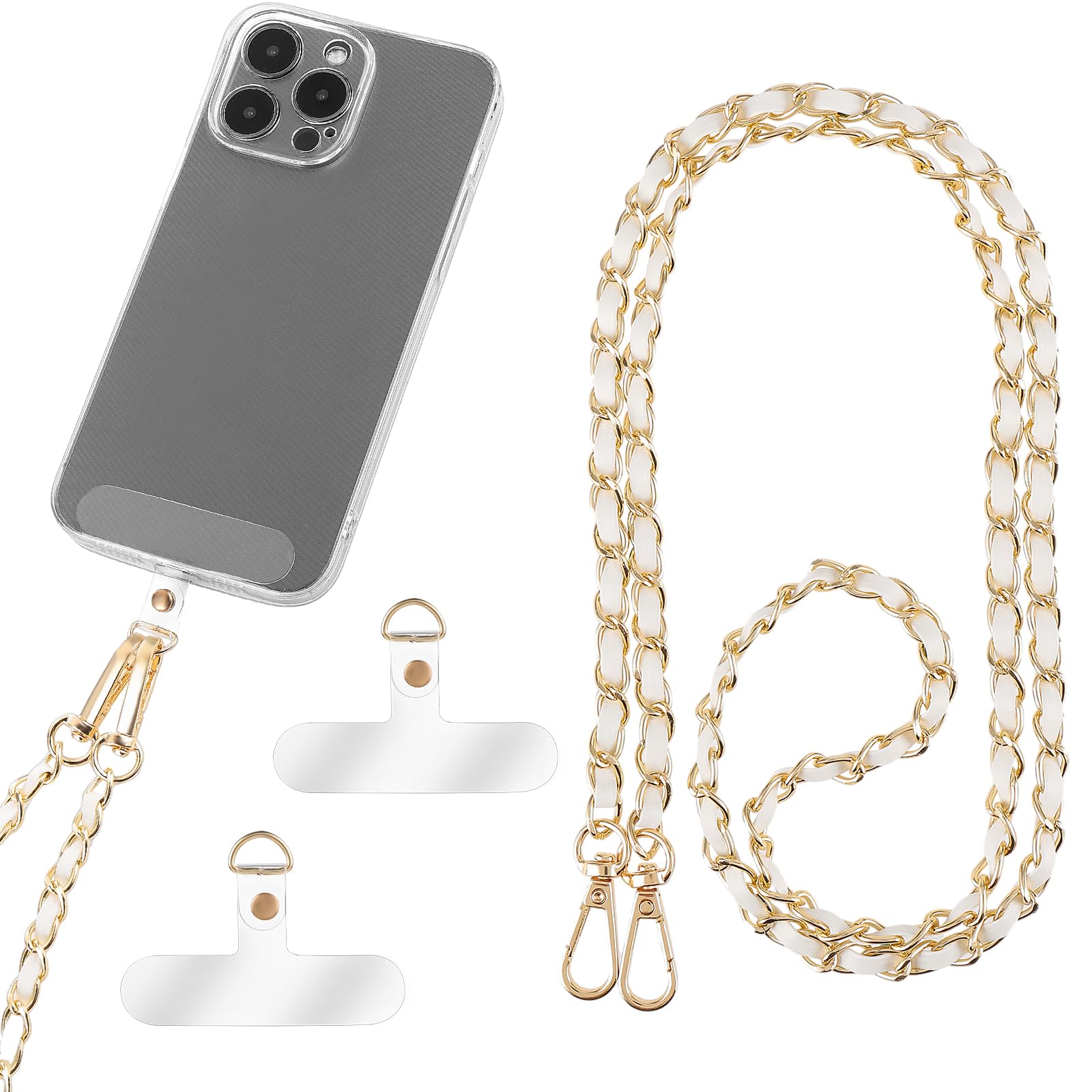 Cordon Téléphone Portable Avec Support - Chaîne Tour De Cou Universelle, Silicone, Réglable 360°, Noir