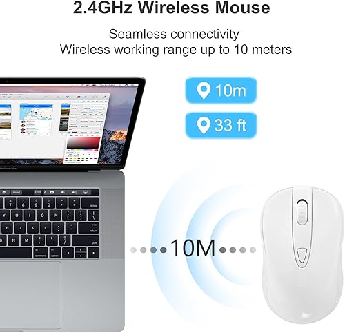 Miniatura 2 de OKIMO Ratón inalámbrico para computadora portátil Ratón con receptor USB 2.4GHz Computadora de seguimiento óptico Ratón inalámbrico Ratón ergonómico