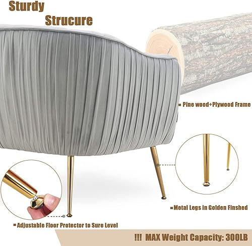Miniatura 34 de Silla decorativa de terciopelo, Silla moderna con brazos de barril, Silla de sala de estar, acabado dorado, verde Navidad Navidad verde,Rosa