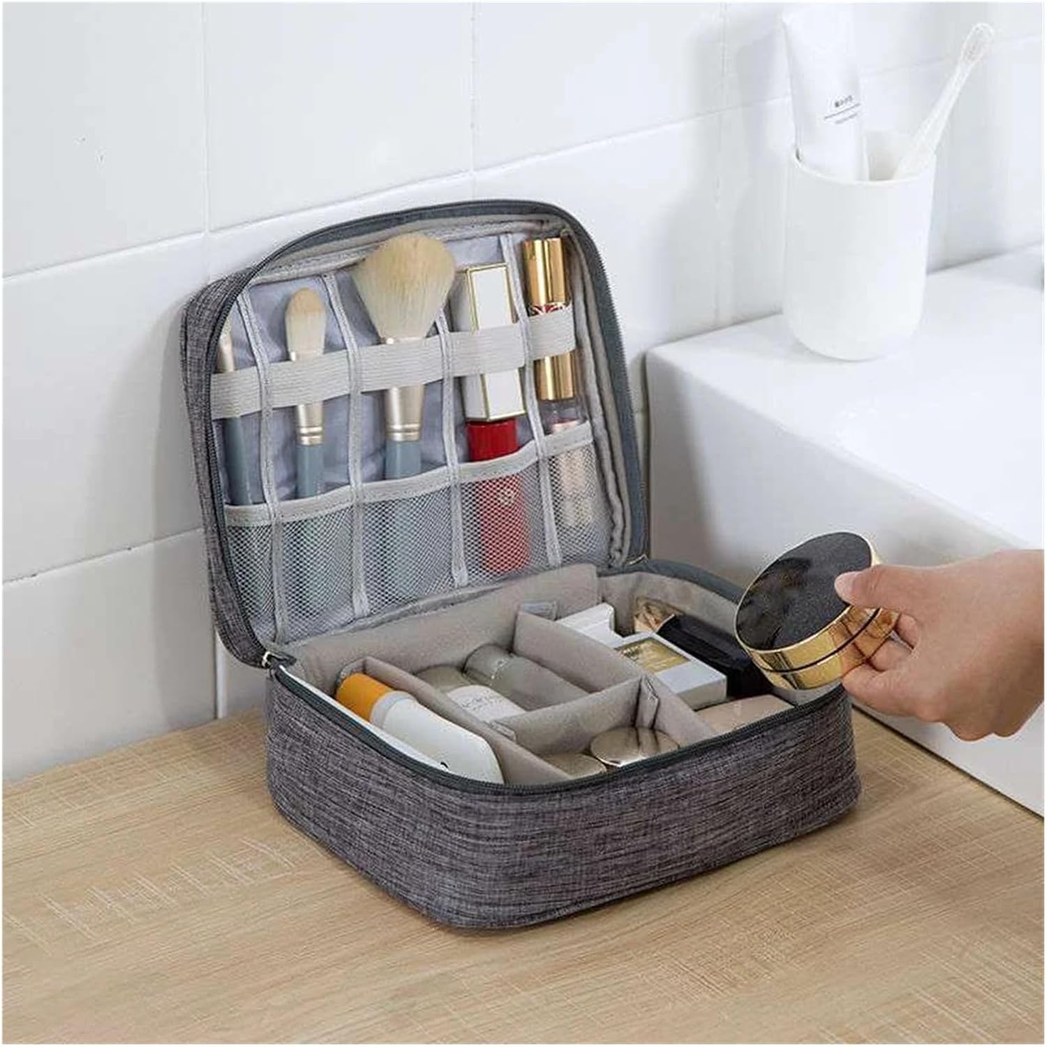 多機能防水収納バッグ 旅行用収納ボックス 防水ポータブル収納バッグ(Gray,M)