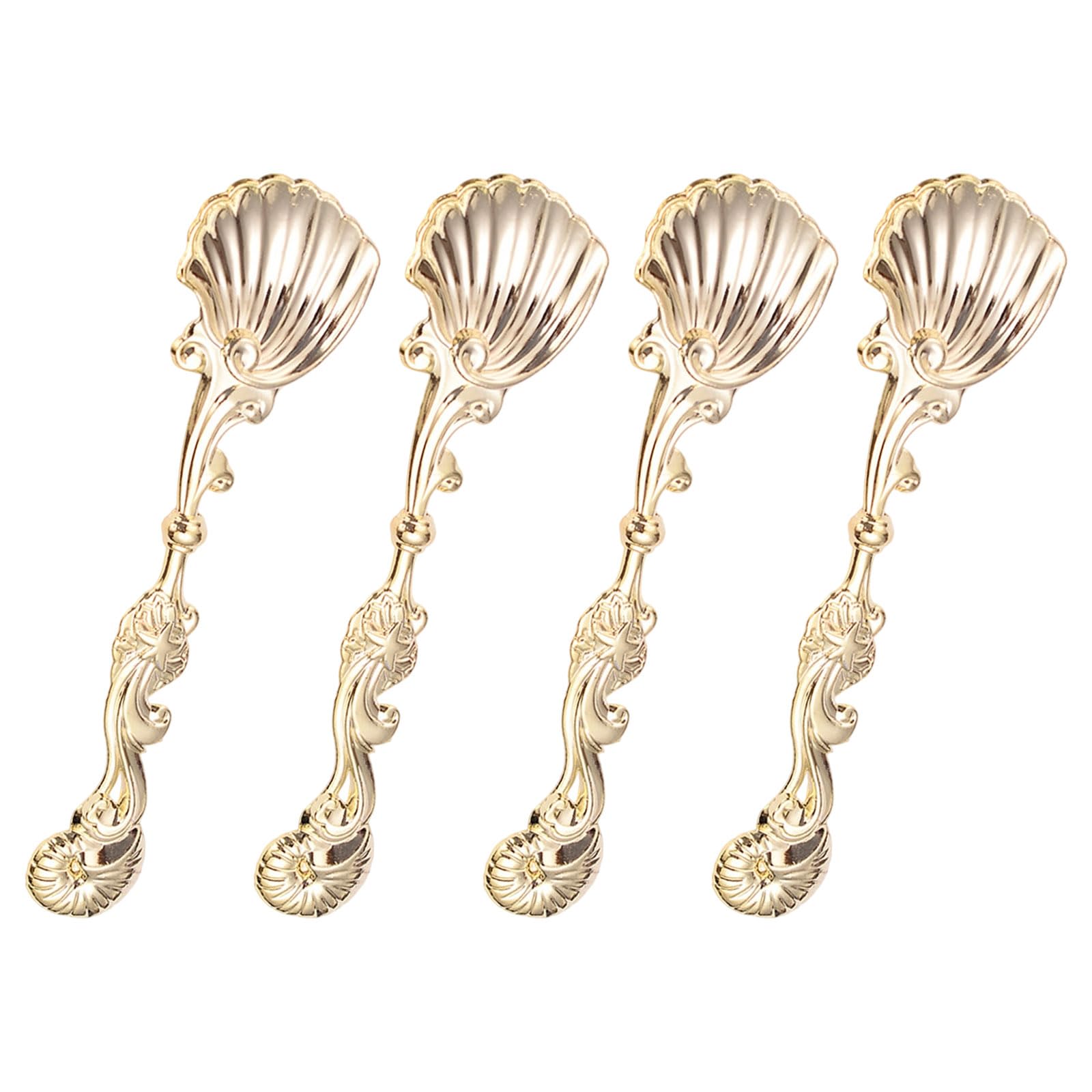 jiingekk 4Pcs Kitchen Utensils for Coffee Dessert Cake Stirring Crafted in Durability Alloy Component Alloy Dessert Spoon Set