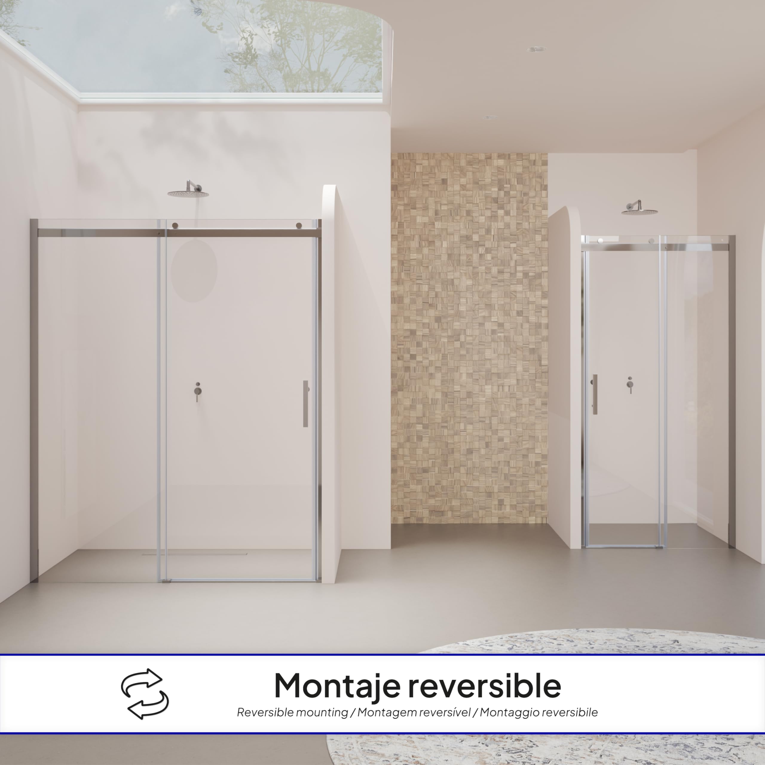 Mampara de Ducha Viola – Puerta Corredera, Cristal ESG 8 mm Transparente (cromo, 120x200 cm)