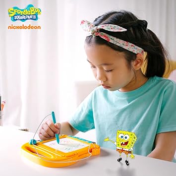 Spongebob Squarepants Magnetic Board for Kids, Erasable Toddler Drawing Pad, Magic Sketcher, Sketch & Doodle Travel Toy, Orange