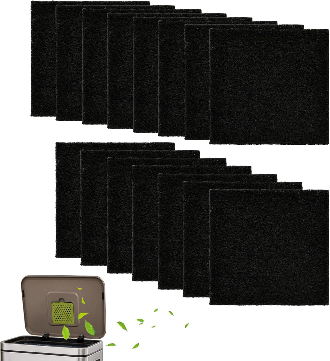 15 Pack Odor Absorbing Filter Refills, Activated Charcoal Deodorizer Compatible with SIMPLI-MAGIC Trash Can with Built-In Filter Compartment, Neutralizes Kitchen Garbage Odors