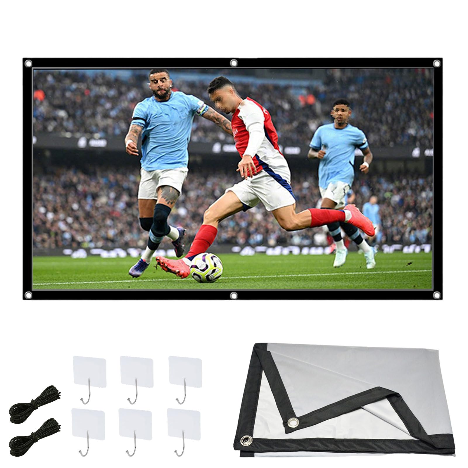 Schermo metallico anti-luce, schermo di proiezione 4K HD 16:9, pieghevole, portatile, per esterni, montaggio a parete, per home theater, ufficio e campeggio (120 pollici)