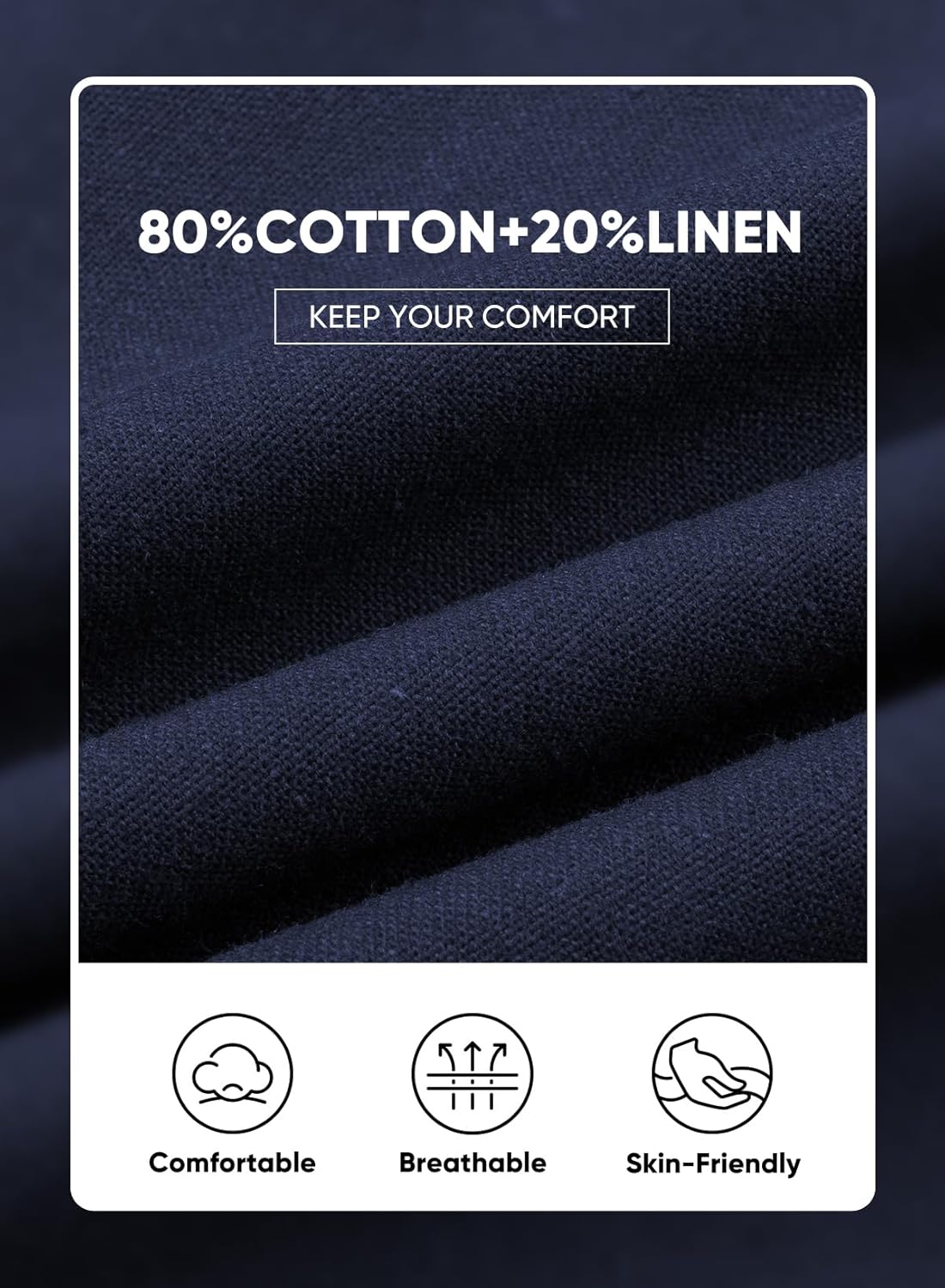 JMIERR Mens Casual 8" Cotton Linen Shorts - Button Waist Summer Beach Shorts with Pockets - Image 6