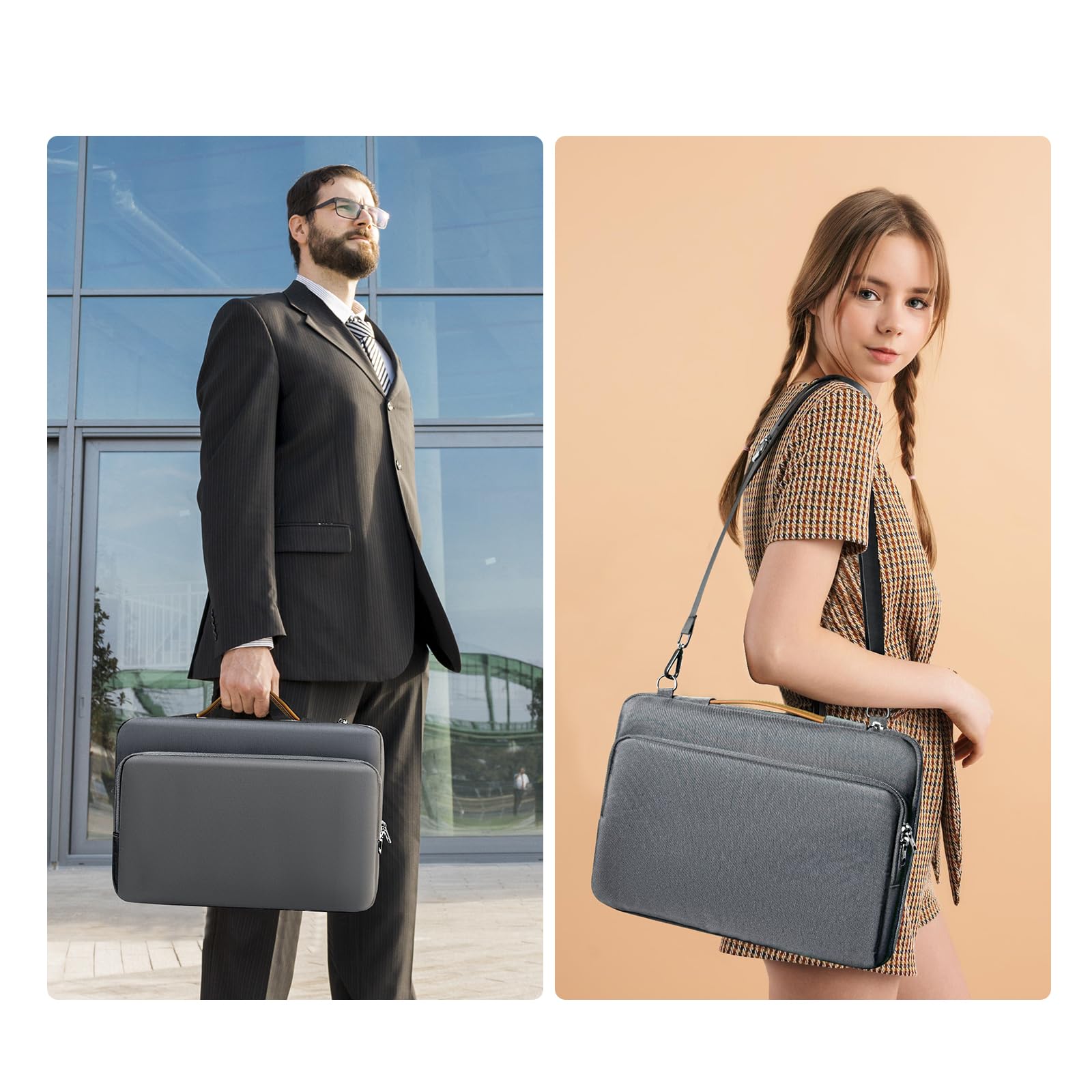 NIMOSA 15.6 Pouces Sac Ordinateur Portable Imperméable Mallette Bandoulière Porte Document Sac de Messager YKK zip Travail Université
