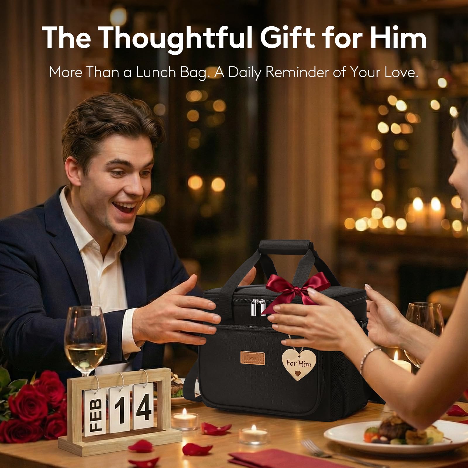 Lifewit Large Lunch Bag Insulated Lunch Box Soft Cooler Cooling Tote for Adult Men Women, Black 24-Can (15L)