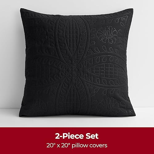 Miniatura 7 de Mellanni Fundas de almohada ultrasónicas de 12 x 20 pulgadas, juego de 2 fundas de almohada negras, con costuras pinsonic, para almohadas de