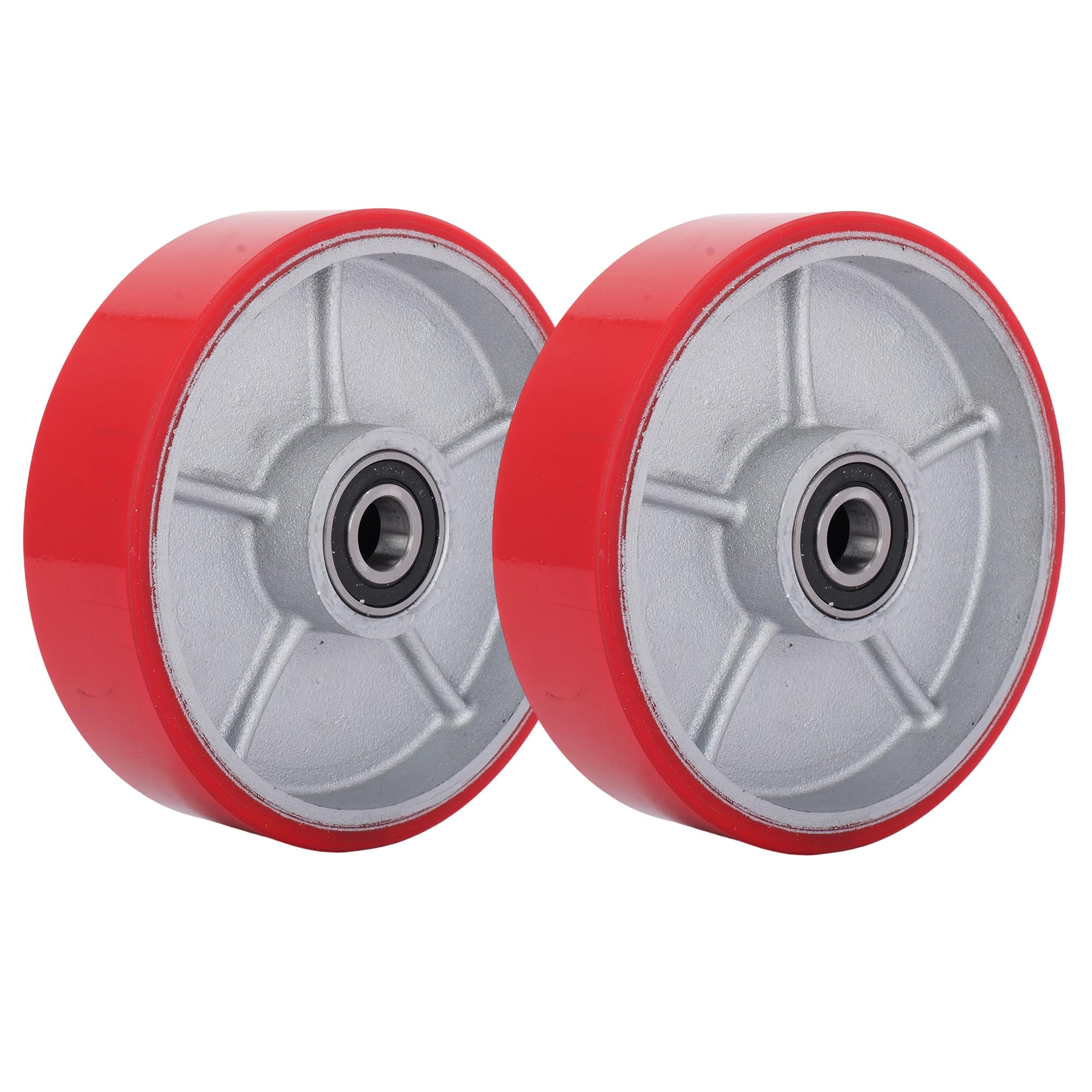 2 ruote per carrello sollevatore in poliuretano 180 x 50 mm, asse 20 mm, cuscinetti a sfera per carrello sollevatore, ruote di ricambio, fissatore, ruote per pallet, carico massimo 3000 kg