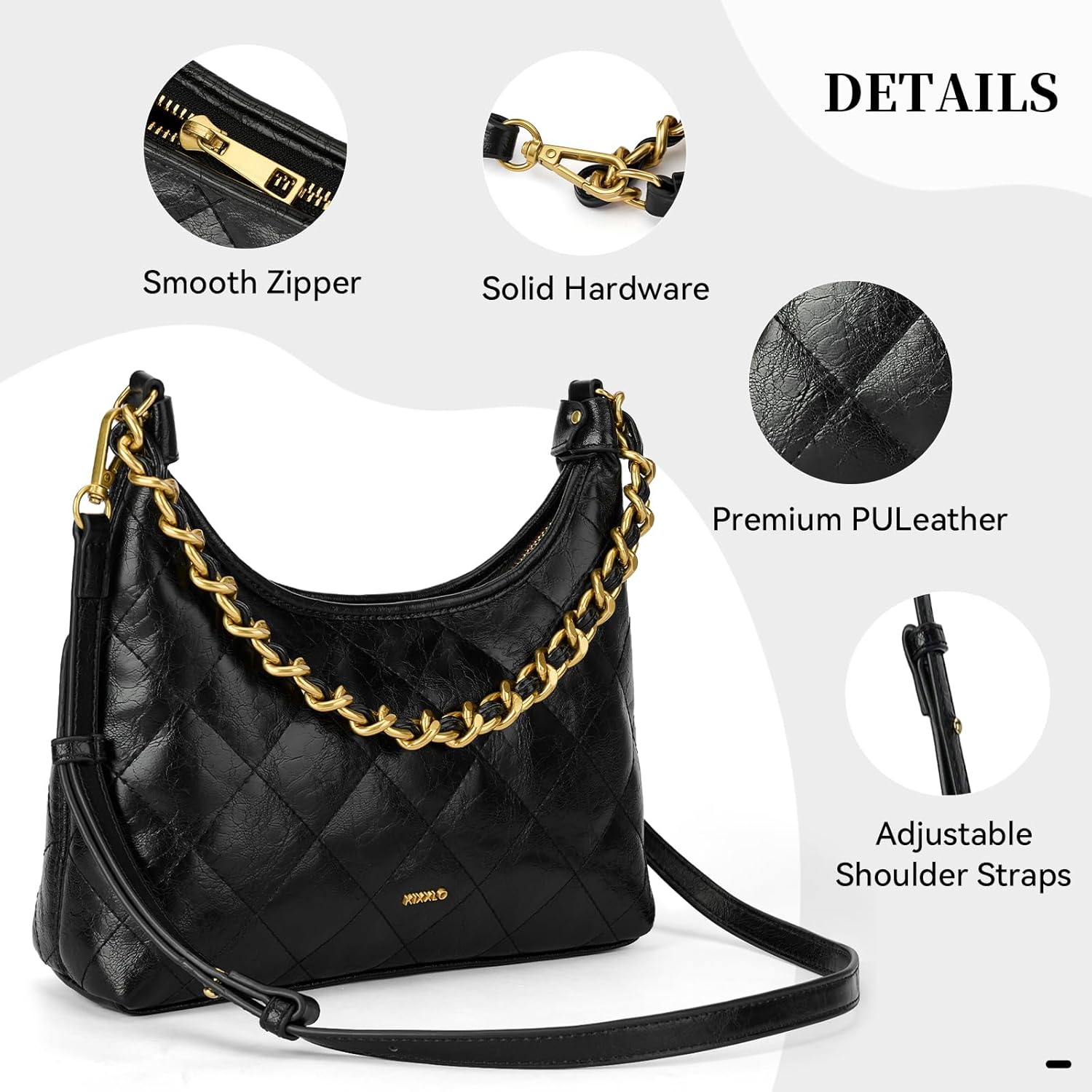 Crescent Shoulder Bag,Purse for Women,Crossbody Cute Purses,Retro Vintage Zipper Hobo Handbag with Adjustable Strap