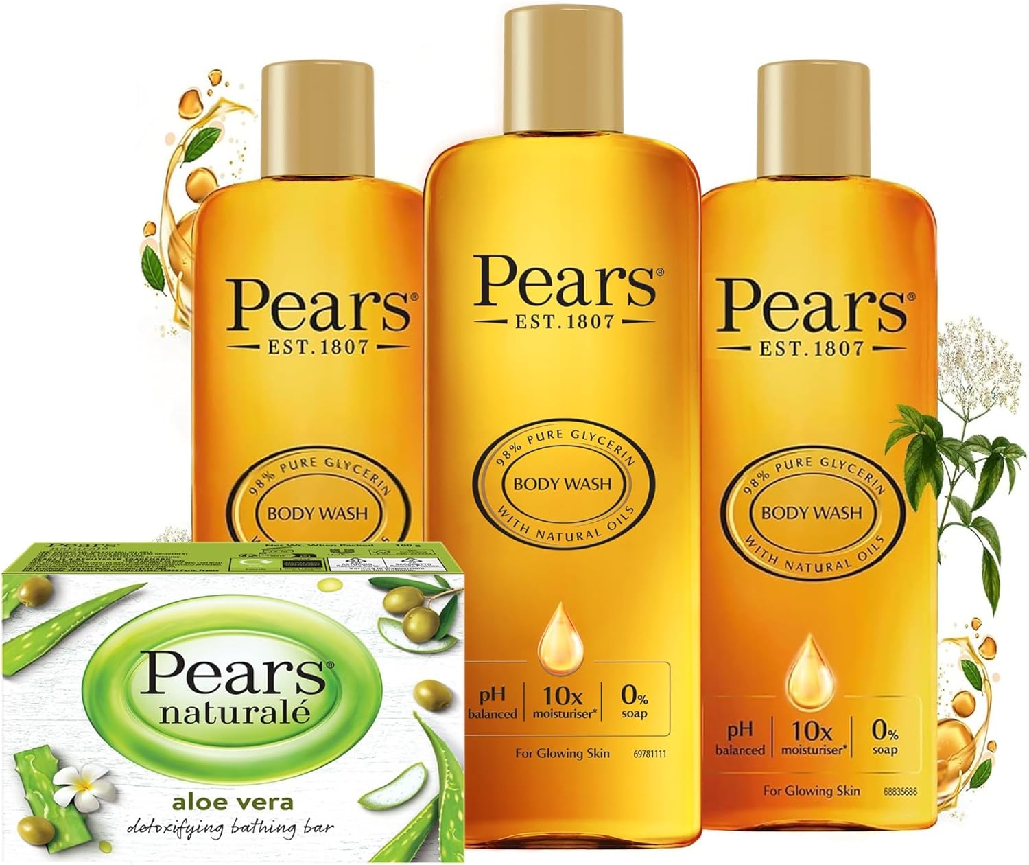 Pears Body Wash (3 x 250 ml) Pure and Gentle Original & Pears Naturalé