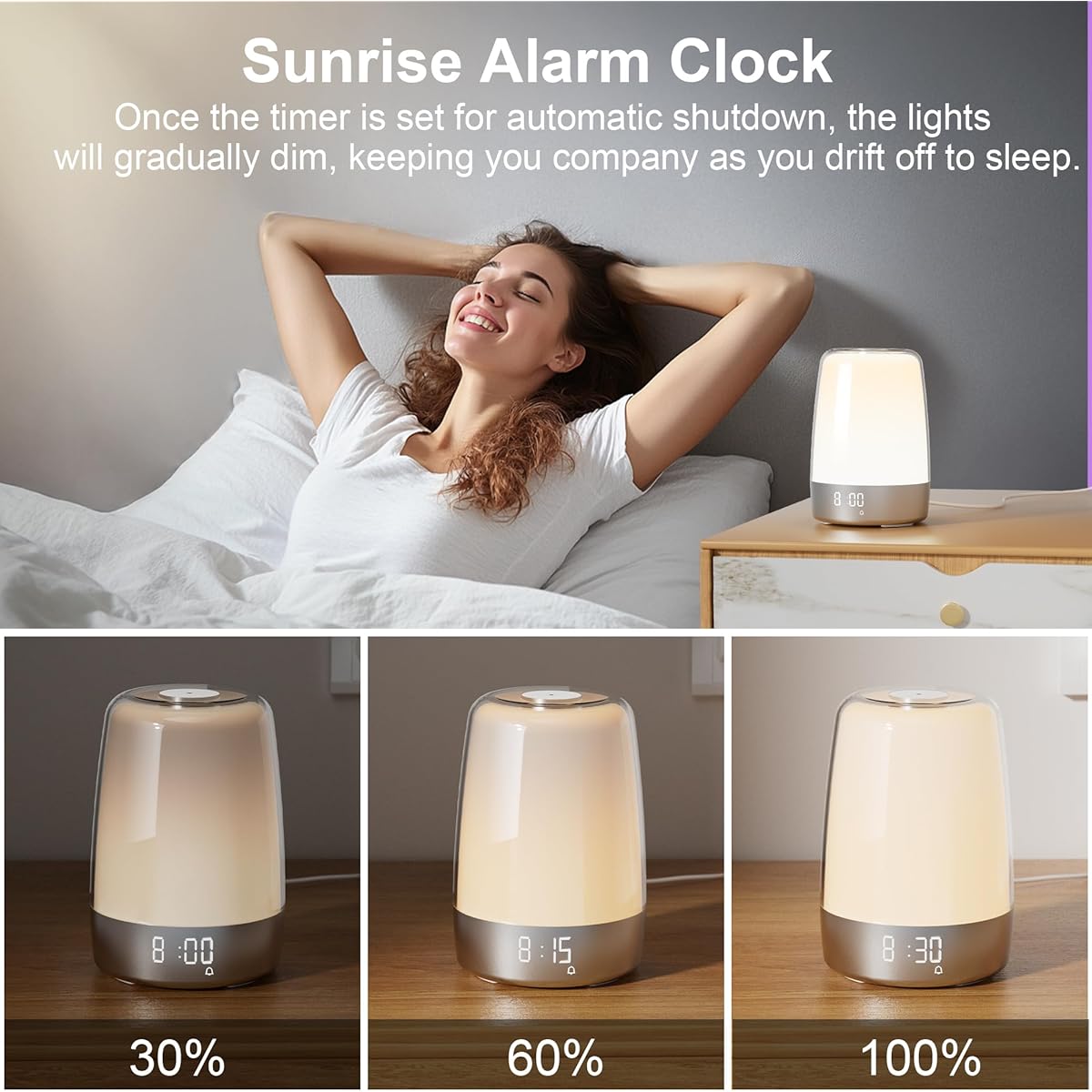 Touch Wake Up Night Light with Sunrise Simulation Alarm Clock - Thumbnail 2
