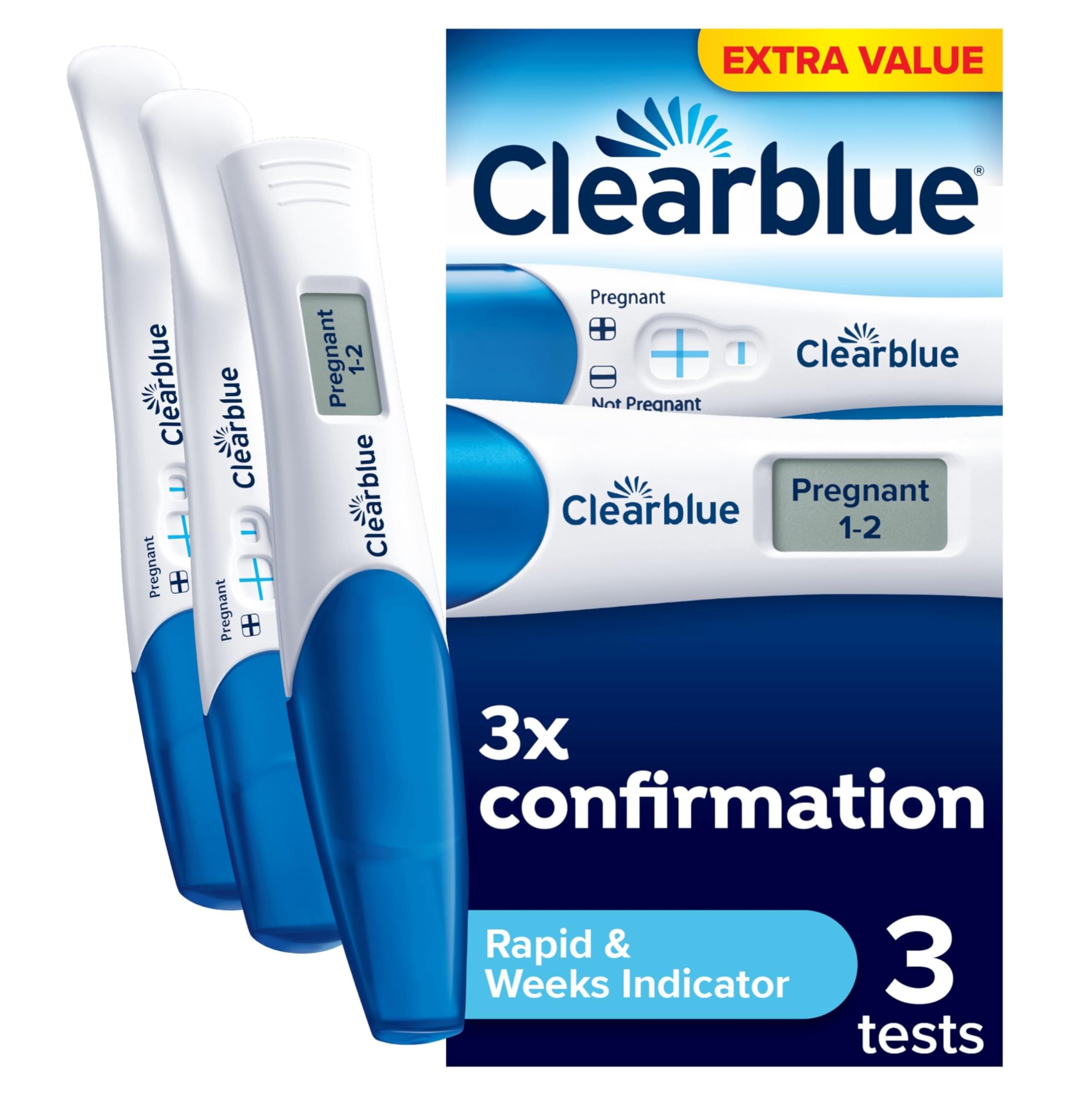 Clearblue Pregnancy Test Combo Pack 3 Tests 1 Digital + 2 Visual New Box Scruffy