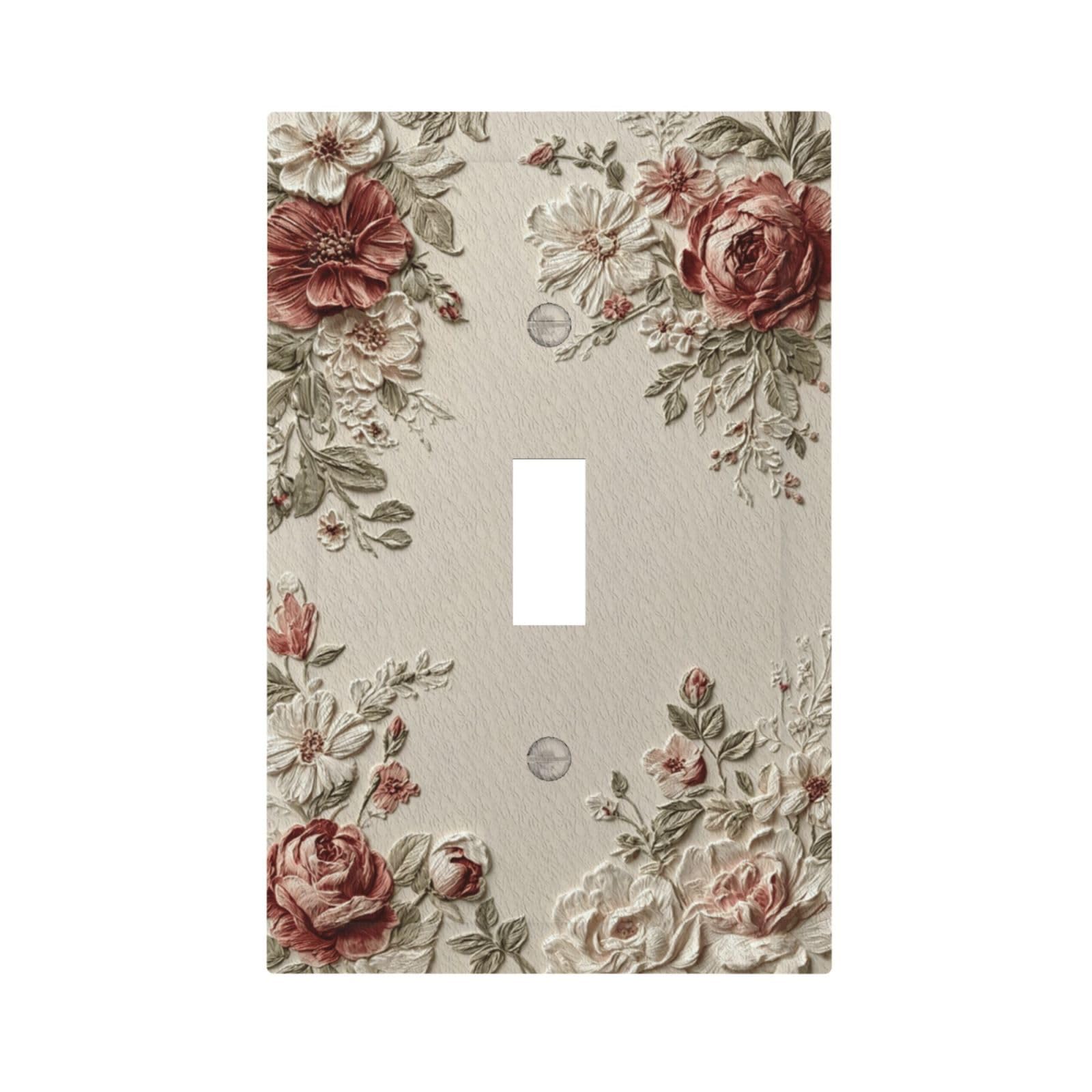 JDAKHD Decorative Light Switch Plate Covers Vintage Rose Floral Print 1 Gang Wall Plate Unique Single Toggle Neutral Beige Light Switch Covers Artistic Faceplate for Home Bedroom Living Room
