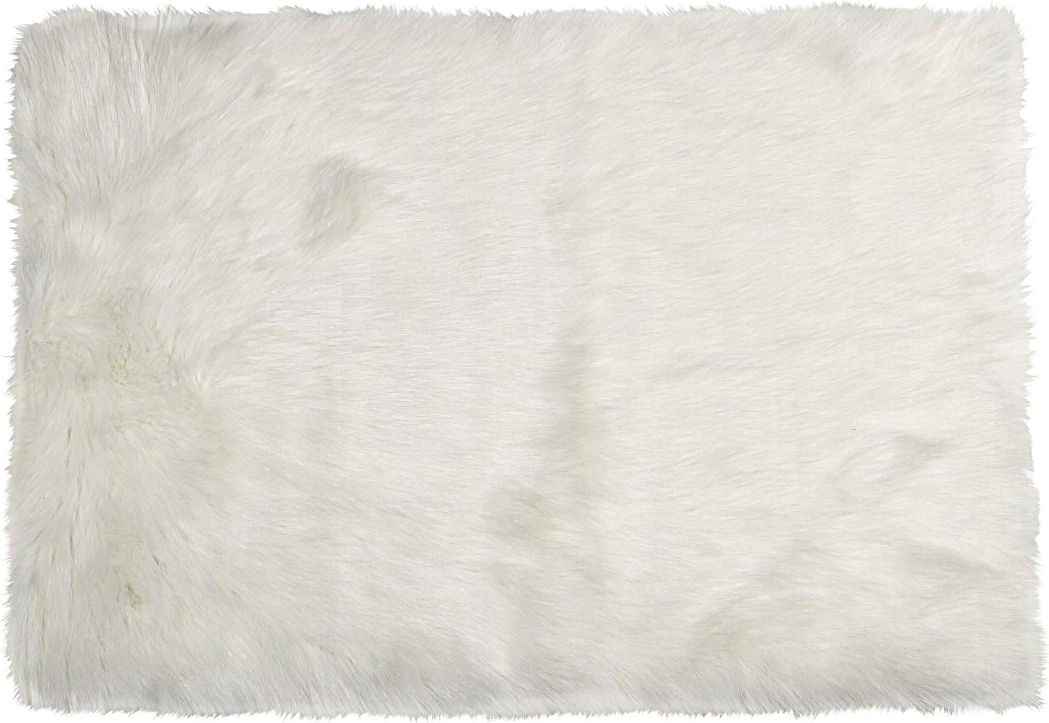 Luxe Faux Fur Hudson Rug with Soft and Fluffy Pile | Machine Washable Living Room Rug with Anti-Slip Backing | Cruelty-Free Area Rugs for Office or Bedroom, Off-White, 5 ft x 8 ft