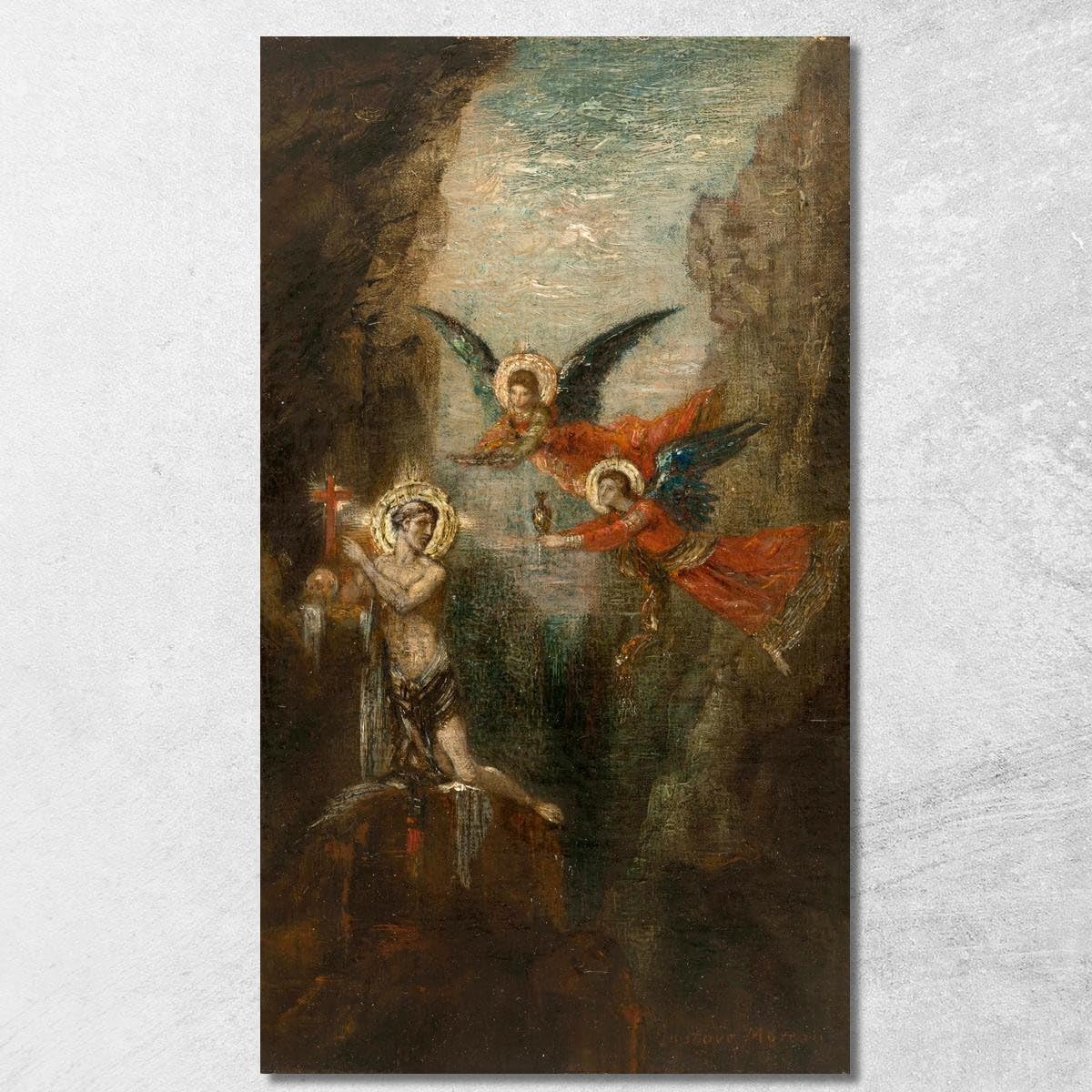 Tableau Gustave Moreau Un saint dans le désert gmr1 grand format 150x90 cm