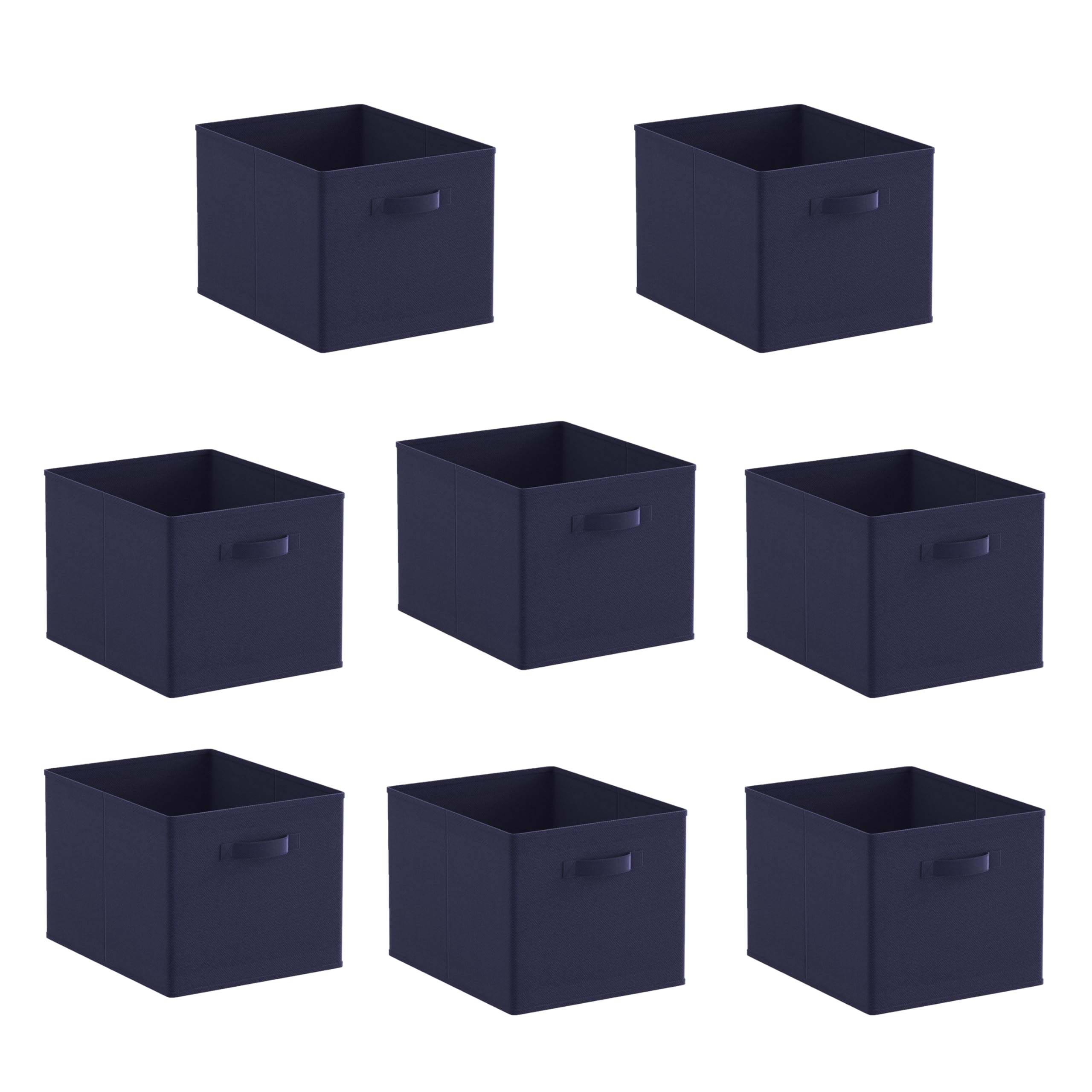 BonChoice Foldable Storage Cubes Boxes Pack of 8 with Handle for Home Organization, Fabric Wardrobe Storage Box Organizer Basket Bins for Clothes Toys Towels, Collapsible&Durable Dark Blue 33x38x33cm
