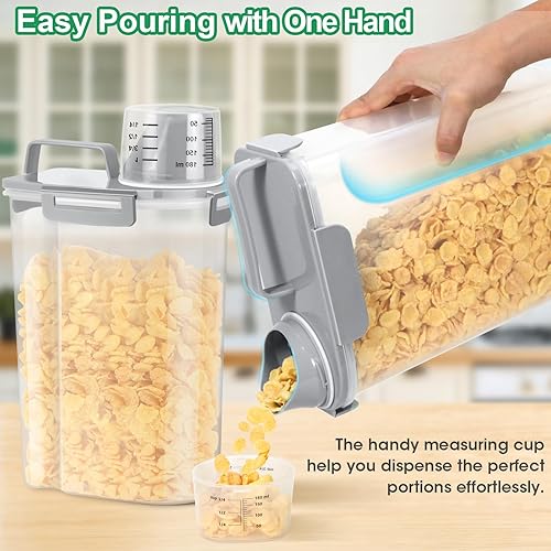 Miniatura 3 de TBMax Recipiente de arroz de 2 unidades, recipiente hermético para cereales, almacenamiento de avena con boquilla fácil de verter y práctico vaso