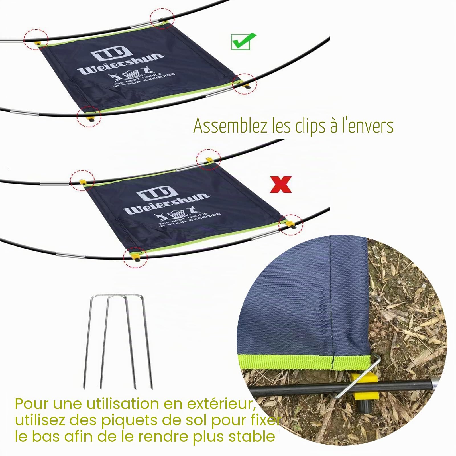 Filet de badminton portable pour jardin, pickleball, volleyball pour enfants sur la plage, installation facile avec sac de transport pour sports d'intérieur et d'extérieur, aucun outil ou piquets