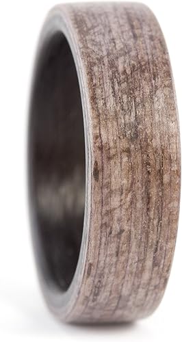 Miniatura 2 de Men's wood and carbon fiber ring. Unique and natural wooden grey wedding band. Water resistant and hypoallergenic. (00414_6N)