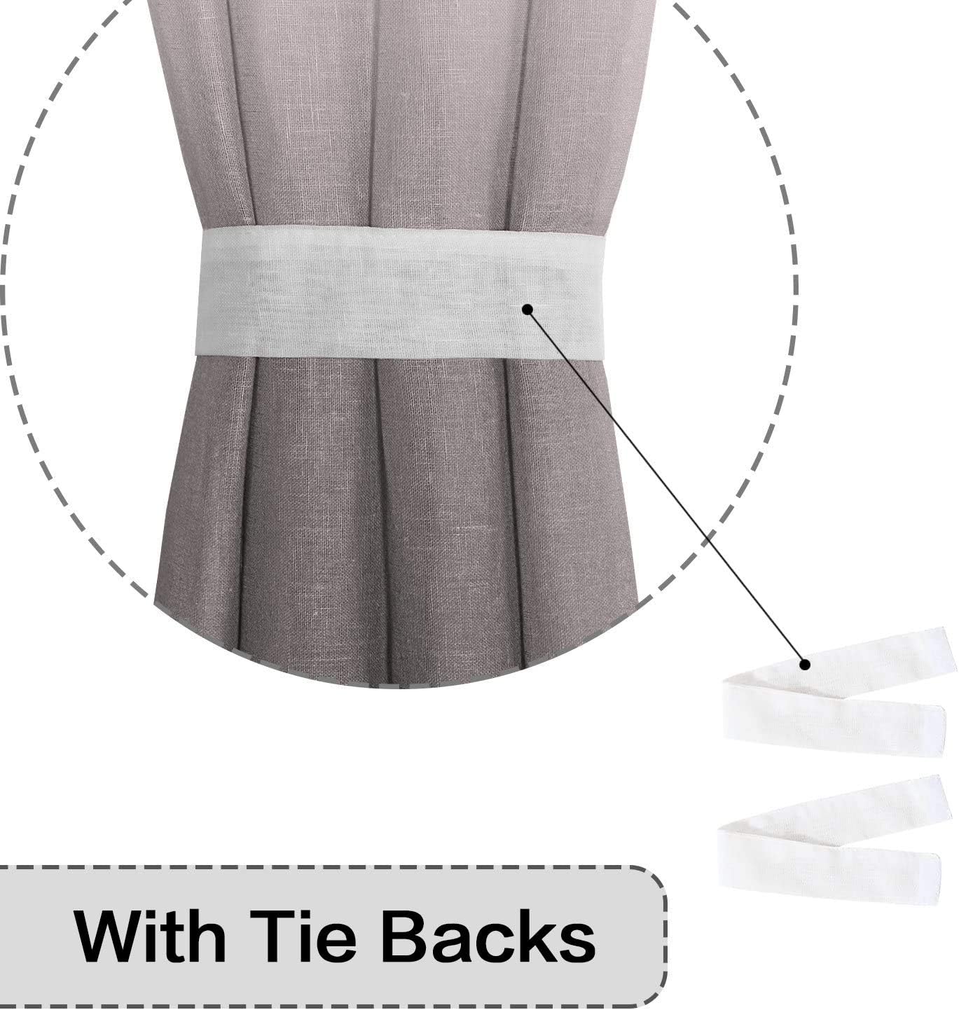 H.VERSAILTEX Functional Ombre Linen Sheer Curtains Pair Set Open Weave Curtain Highly Durable Nickel Grommet Curtains (2 Panels) for Living Room, with Adjustable Tie-Backs, 52x84 - Inch, Taupe Gray
