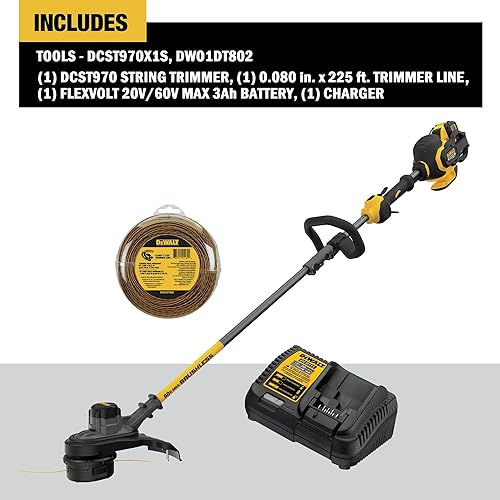 Miniatura 2 de DEWALT FLEXVOLT 60V MAX* Cortadora de cuerda, dos velocidades, 15 pulgadas, batería de 3 Ah y línea de recortadora extra, 225 pies por 0.080