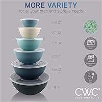 Vista 7 de COOK WITH COLOR - Tazones para mezclar de plástico con tapas, juego de 12 tazones de plástico anidables con 6 tazones de preparación y 6 tapas
