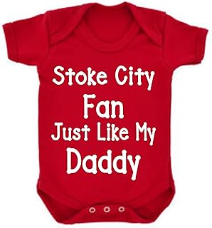 All About The Print Baby,Clothing,Baby Boys 0-24m,Bodysuits & One-Pieces,Bodysuits Stoke Just Like Daddy Football Fan Baby Grow Vest Boy Girl Gift Romper Newborn Shower