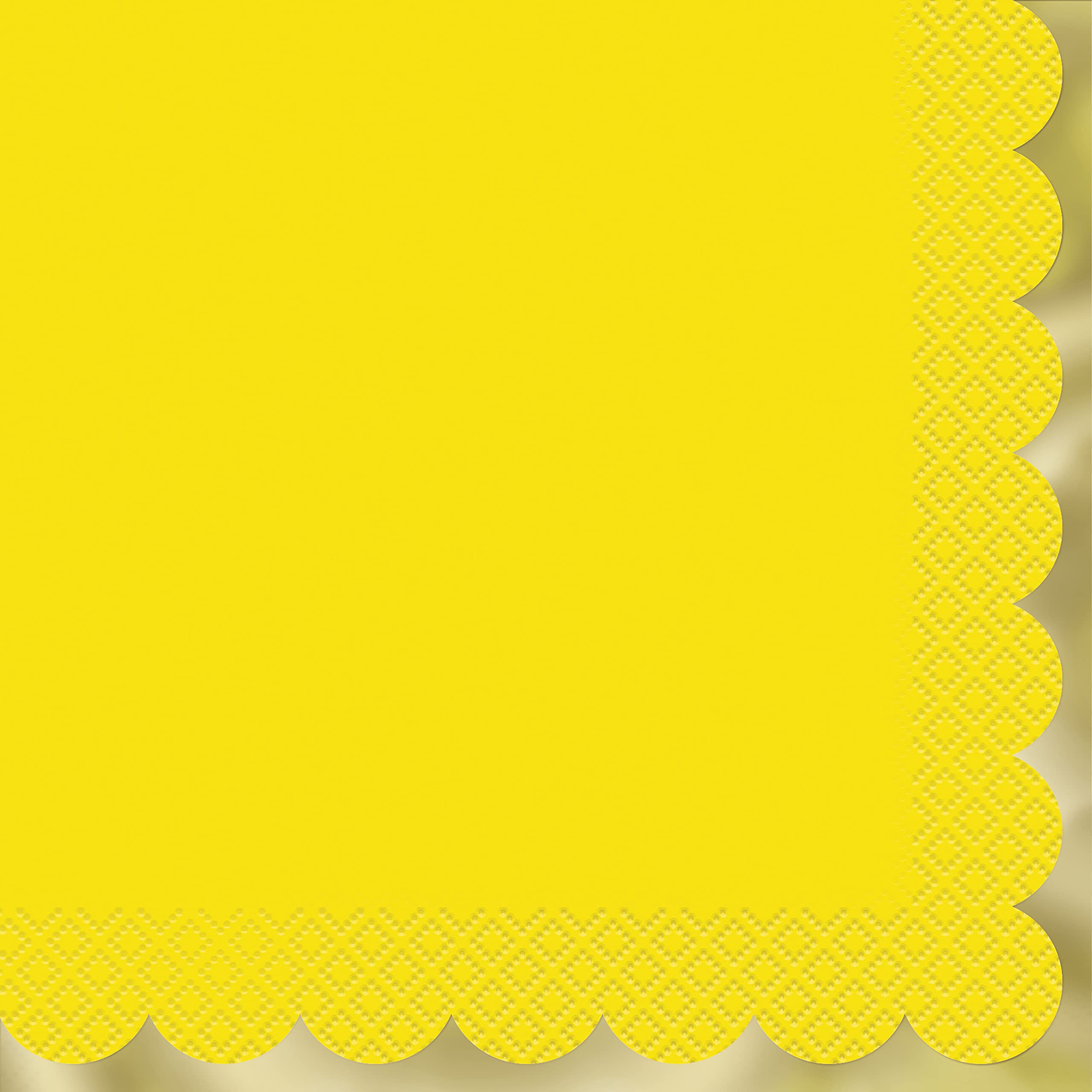 Unique 16072 - Paper Napkins - 16.5 cm - Foil Scalloped Pastel Yellow - 20 Count (Pack of 1)