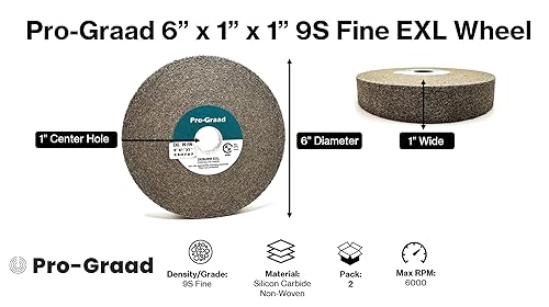 Miniatura 122 de EXL 09549 - Rueda de desbarbado, 6 x 1 pulgada x 1 pulgada fina, carburo de silicio, rueda de desbarbado, acabado y pulido de metal, convoluto, 09549