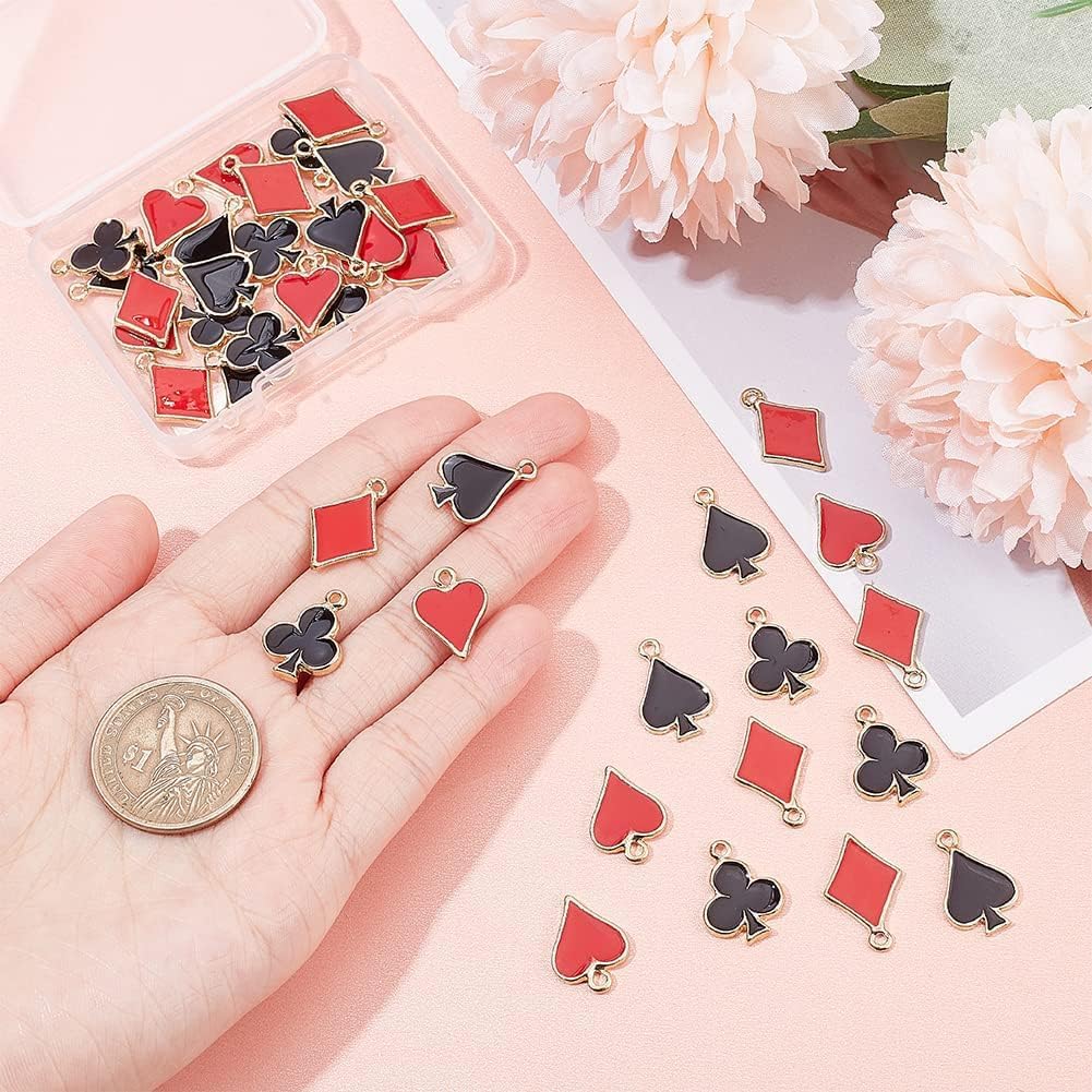 CHGCRAFT Playing Card Sign Links Alloy Enamel Connector Charms Poker Connector for DIY Necklace Bracelet Earring Jewelry Making