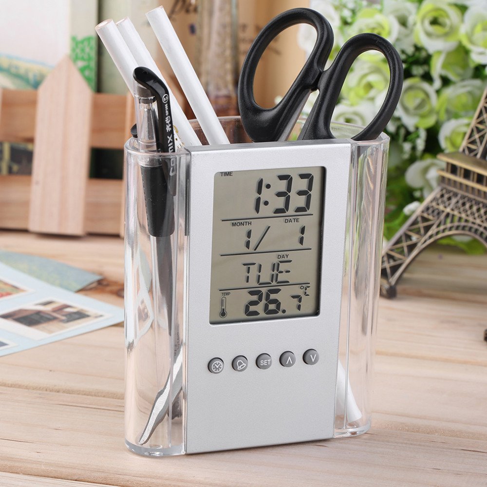 SALALIS horloge de bureau LED Réveil numérique grand écran LED horloge murale de bureau avec