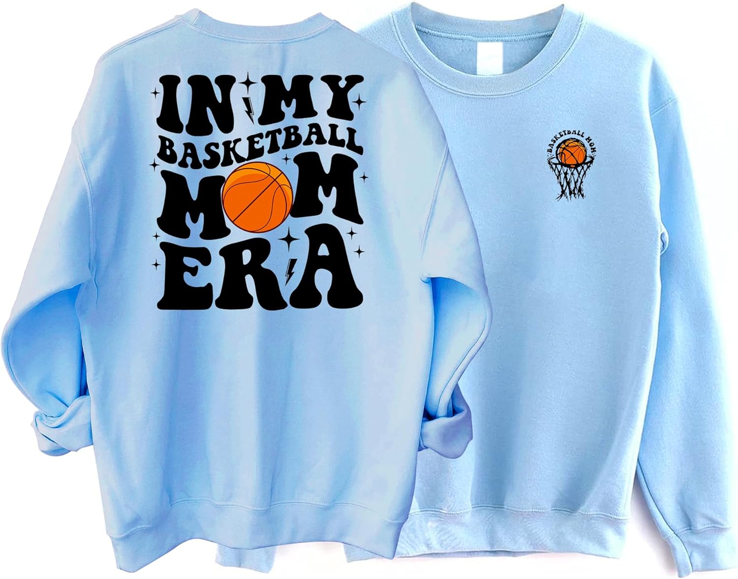 SPYRAMID In My Basketball Mom Era Sweatshirt 2 Sided, Lover Mom Basketball Crewneck, Funny Basketball Mama Sweater